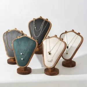 FADELI Fashion Necklace Display Stand Bamboo and Wood Tray Jewelry Display Rack for Packaging & Display
