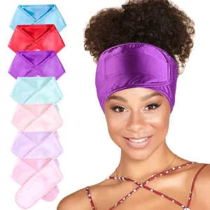 FANCY DAY Velcro Headband SPA Makeup Headband Silk Stain Adjustable Ladies Hair Bands Accessories