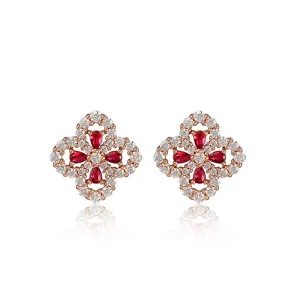 FANKE Colorful Women’s Emerald Cut Zircon Flower Design 925 Silver Gold Silver Plated Fine Jewelry Sets Anniversary