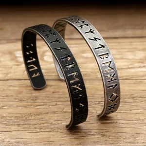FANKE Stainless Steel Trendy BANGLE Hollow Text Characters Men’s Jewelry Items