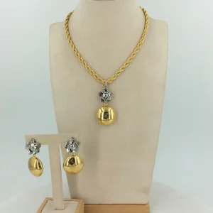 FHK11882 Costume Fashion Dubai Jewelry Accessories Gold Plated Ladies Brazilian Jewelry Set