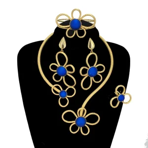 FHK13513 Necklace Jewelry Set Brazilian Gold Plated Ladies Fashion Jewelry Dubai Costume Jewelry