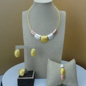 FHK6860 Costume Fashion Dubai African Rhinestone Jewelry Sets Gold Plated Ladies Jewelry Sets