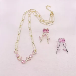 FM CKN1112 Color cz micro pave necklace Earring Plating cz Flower shaped necklace Fashion jewelry set