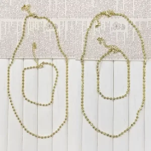 FM LAN1112 Fashion Copper Chains Necklace Gold Plated Copper Beads Necklace Adjustable Necklace Jewelry Set