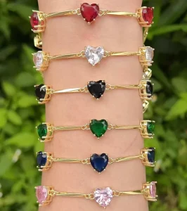 FM LAT0906 Trendy Cz Heart Charms Bracelet Gold Plated Chain Bracelet Adjustable Zircon Heart Necklace for Women Gift