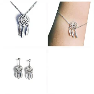 FY 177 S925 Korean Version Necklace Stylish Feather Dreamcatcher Chain Fashionable Sterling Silver Jewelry for Gift