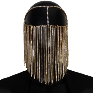 Face Tassel Mask for Women Chain Cosplay Full Rhinestone Carnival Clothing Women Fashion Rave Masks Party Jewelry