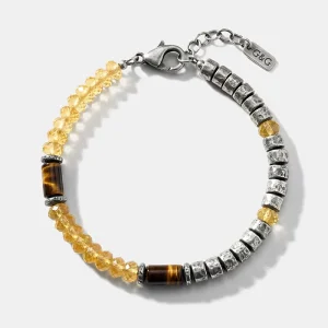 Faceted Citrine Exquisite 925 Silver Plated Brass Bracelet Mens Minimalist Wealth Energy OEM ODM Low MOQ