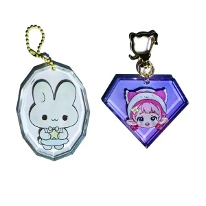 Faceted Cut Acrylic Charms Cartoon Anime Girl Pendant Translucent Acrylic Keychain Custom Character Bag Ornament Key Chain