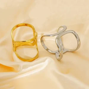 Factory 18K Gold Plated Stainless Steel Butterfly Chunky Cuff Bracelet Statement Jewelry