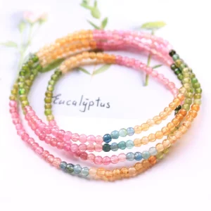 Factory 3mm Natural Colorful Tourmaline Round Beads Necklace and Bracelet Fashion Jewelry