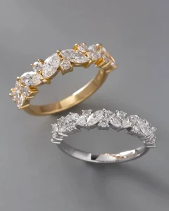 Factory 925 Sterling Silver Couple Rings Daily Wear Fashion Rings 10K 14K Gold Rings Marquise Cut Lab Grown Diamond