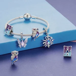 Factory 925 Sterling Silver Magic Butterfly Charms Sun and Moon Beads Fit Women Bracelets DIY Jewelry Accessories