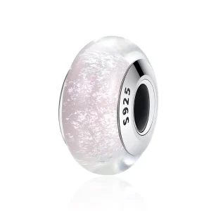 Factory 925 Sterling Silver Simple Pink Murano Glass Beads Charm Fit Bangle & Bracelet Women Jewelry Making Gift SCZ065