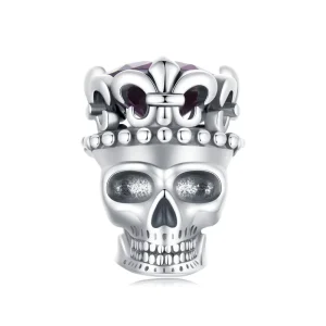 Factory 925 Sterling Silver Skull and Crown Beads Halloween Jewelry Bracelet DIY Accessories SCC2726