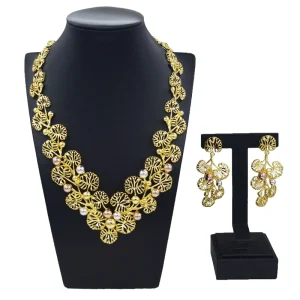 Factory African Gold Jewelry Sets Customized Beads Necklace Jewelry Set Exquisite Woman Costume Accessories HV008128