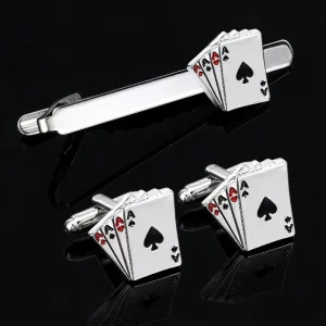 Factory Alloy Creative Men’s Poker for Wedding & Business Individually Packaged Metal Tie Clips