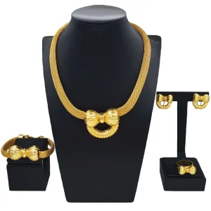 Factory Brass Gold Jewelry Sets Available Bow Bridal Necklace Jewelry Set Exquisite Women’s Costume Pendant DH2302119