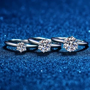 Factory Bulk 0.5-5CT Fine Moissanite Jewelry 925 Sterling Silver Luxury Engagement Rings 6-Prong Claw Setting