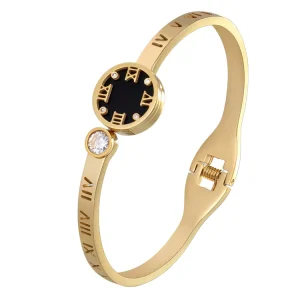 Factory Bulk Buying Fashion Charm Bracelets Stainless Steel Cuff with Zircon Adjustable Open Bangles