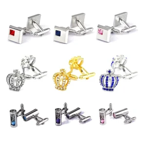 Factory Bulk Cufflinks Custom Metal Cufflink Box Men Shirt Suit Fashion Rhinestone Cufflinks