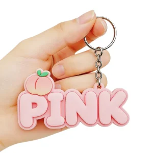 Factory Custom 3d Pvc Keychains Anime Cartoon Pink Rubber Keyring Pvc Rubber Keychain with logo and Design