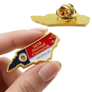 Factory Custom Metal Lapel Pin Gold Plated Die Cast Zinc Alloy Enamel National Convention Nc Flag Pin for Souvenir Gifts