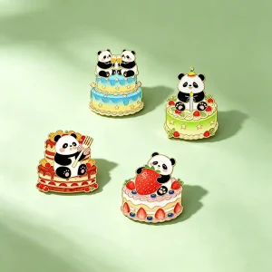 Factory Custom Panda Themed Metal Enamel Pin Lapel Pin Alloy Bag Hat Birthday Party Animal Lapel Badge Metal Crafts