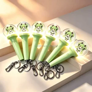 Factory Custom Printing Logo on Acrylic LED Keyring Colorful LED Keychain Mini LED Concert Stick