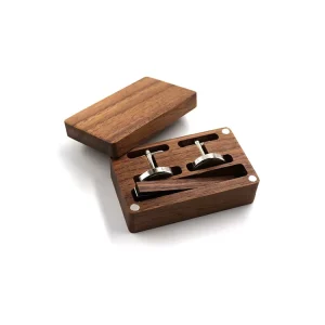 Factory Custom Suit Shirt Wooden Cufflinks Blank Custom Fashion Wooden Cufflink and Tie Clip Set