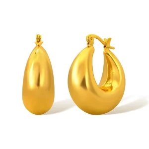 Factory Customizable Luxury Trendy Fine Jewelry Korean Hollow Copper Chunky Earrings Brass Material for Parties