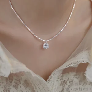 Factory Customization Fashion Jewelry Zircon Brass Necklace for Birthday Present