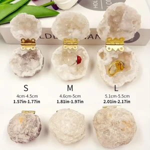 Factory Customization Natural Crystal Crafts White Agate Moroccan Geode Ring Box For Gifts