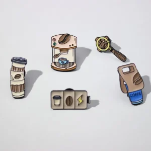 Factory Customized Cartoon Metal PVC Pins Coffee Cups Charms Badge Brooch UV Printed Souvenirs 2.5-3.5cm