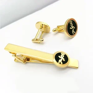 Factory Customized Stainless Steel Tie Clip Cufflinks Set With Logo Fashionable Men’s Clothing Zinc Alloy Cufflinks Metal Crafts