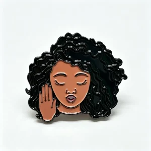 Factory Customizes Unique Design Soft Enamel Pin Curly Hair Black Woman Portrait Metal Lapel Brooch