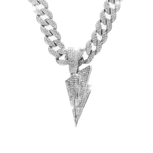 Factory DIY Iced Out 15mm Cuban Link Chain Alloy and Rhinestone Hip Hop Airplane Pendant Necklace