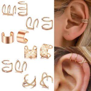 Factory Direct 12pcs Set 4 Color Gold Plated Ear Bone Clip Butterfly Shaped Cuff Earrings for Weddings Europe America’s