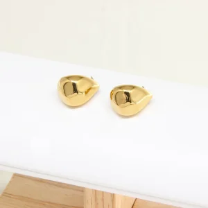 Factory Direct 14K PVD Gold Plated Stainless Steel Water Drop Stud Earrings Hypoallergenic