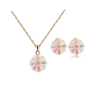 Factory Direct Crystal Pendant Necklace and Earring Set, Bridal Jewelry Set