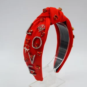 Factory Direct Customizable LOVE Heart Knotted Headbands Rhinestone & Enamel Hair Hoops Valentine Hair Accessories