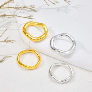 Factory Direct Fashion 18k Gold Plated Stainless Steel Zircon Ring Set Women’s Jewelry Accessories