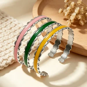 Factory Direct Fashion Bracelets & Bangles Enamel Stainless Steel Open Bangle Women Party Jewelry