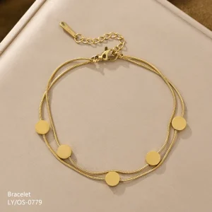 Factory Direct Geometric High Texture Trendy Gold plated Stainless Steel Double Snake Chain Charm Bracelet for Women’s Party