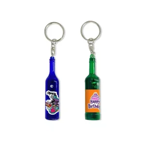 Factory Direct LED Torch Keychain Custom Logo Novelty Wine Beer Bottle Shape for Company Promotion Advertising Novelty Gifts