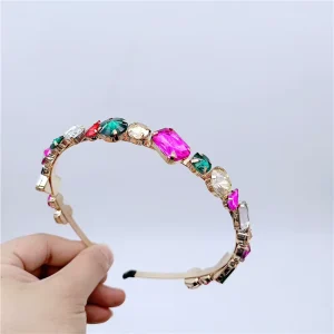 Factory Direct Luxury Crystal Vintage Baroque Headbands Colorful Padded Diamond Rhinestone Hair Hoops