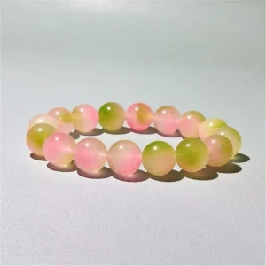 Factory Direct Natural 7A Pink Green Gradient Agate Flower Bead Bracelet Summer Fashion Gift Jewelry