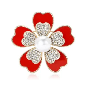 Factory Direct New Fashionable Minimalist Five Leaf Flower Brooch 2pcs Board Style Brooches for Party Gift Stainless Steel