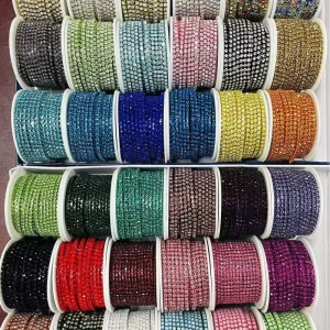Factory Direct Sale Colorful Plating Claw Chain Rhinestones Chains Trim Glass Crystal Cup Chain For DIY Clothing